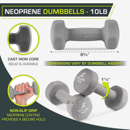 ProsourceFit Neoprene Dumbbell Coated for Non-Slip Grip, 4 lb