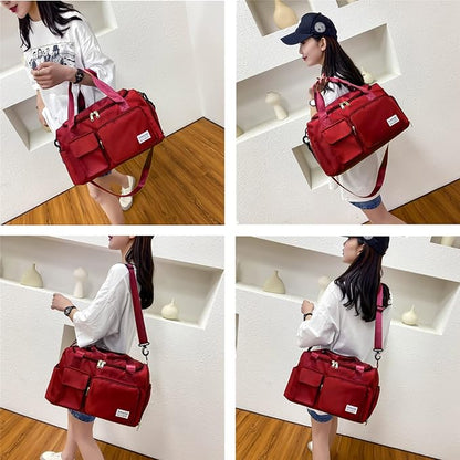 Small Gym Bag for Women, Travel Duffle Bag Carry On Weekender Bag with Shoe Compartment