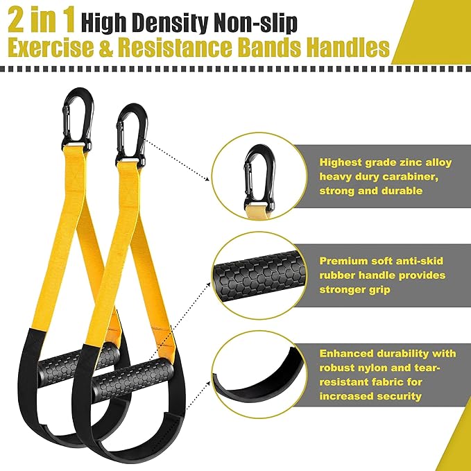 Home Resistance Training Kit, Resistance Trainer Fitness Straps for Full-Body Workout, Bodyweight Resistance Bands with Handles, Door Anchor, Workout Guide for Home Gym (Resistance) (Black, Yellow)