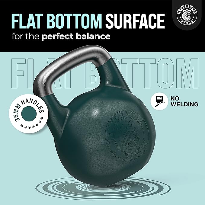 Kettlebell Kings Competition Kettlebells Weight (35mm handle) 8-48 KG | Hand weights Workout Gym Equipment & Strength training sets for Women & Men for Home Gym | Suitable for High Repetition Workouts