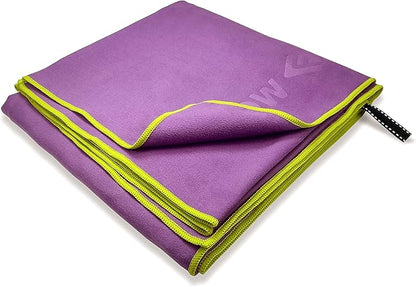 Flow Hydro Sport Towel - Microfiber Quick Dry Swimming Towels for Swim, Pool, Triathlon, and Other Water Sports in Medium, Large, Extra Large, and Hooded Sizes (Purple, X-Large (72" x 40"))