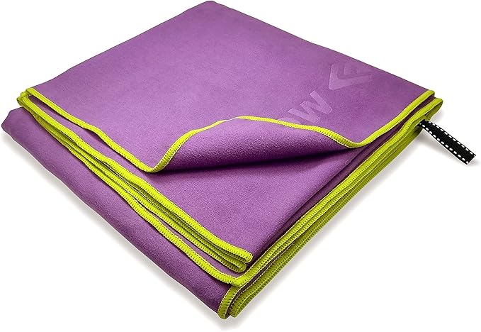 Flow Hydro Sport Towel - Microfiber Quick Dry Swimming Towels for Swim, Pool, Triathlon, and Other Water Sports in Medium, Large, Extra Large, and Hooded Sizes (Purple, Large (60" x 30"))