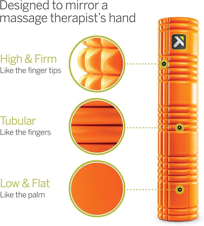 TRIGGERPOINT PERFORMANCE THERAPY GRID Patented Multi-Density Foam Massage Roller Exercise Deep Tissue Muscle Recovery - Relieves Muscle Pain & Tightness, Improves Mobility & Circulation (26"), Orange