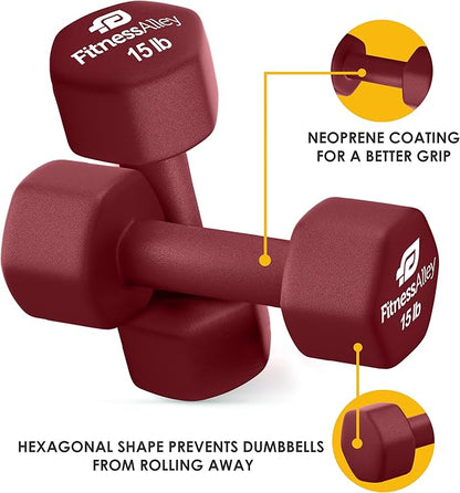 Neoprene Coated Workout Dumbbells set of 2 – Anti Roll, Non Slip with Smooth Grip Fitness & Exercise Dumbbells – Hexagon Shaped Hand Weights for Women & Men – Best Choice for Gyms & home use