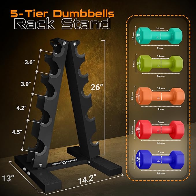 Neoprene Workout Dumbbell set with Rack 2.00MM -