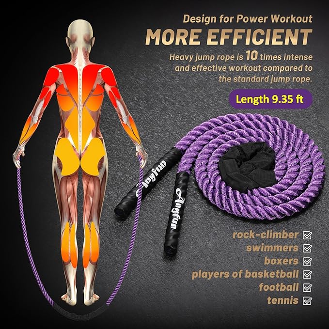 Weighted Jump Rope Workout Equipment for Women Adult Jumprope for Strength Training Weight Loss Shape Body Total Body Workout Skipping Rope Home Gym Jumping Rope