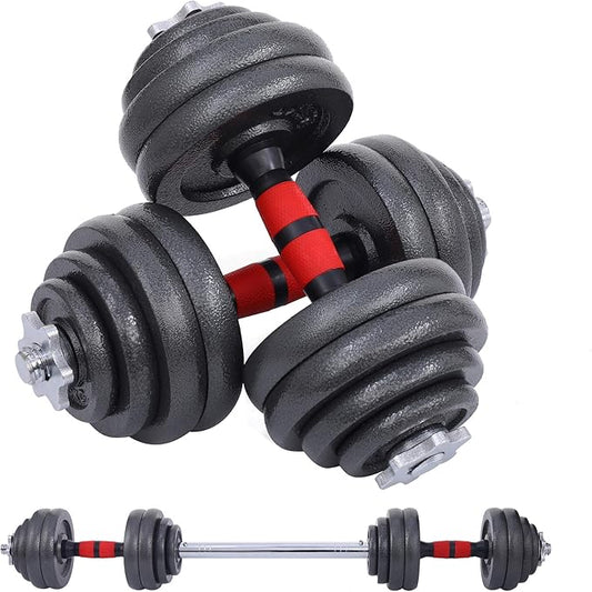 Nice C Adjustable Dumbbells, Barbell Weight Set, Dumbbell Set, Weights Adjustable 22/33/44/66/105 Lbs Home Gym 2 in 1, Anti-Slip Handle, All-Purpose, Office, Fitness