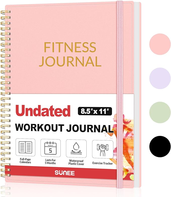 Fitness Journal Workout Planner for Men & Women, A4(8.5" x 11") Workout Journal Log Book Planner for Track Gym Essentials, Home Workouts, Track Progress, Achieve Goals, Pink