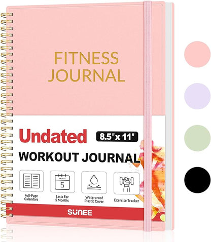 Fitness Journal Workout Planner for Men & Women, A4(8.5" x 11") Workout Journal Log Book Planner for Track Gym Essentials, Home Workouts, Track Progress, Achieve Goals, Pink