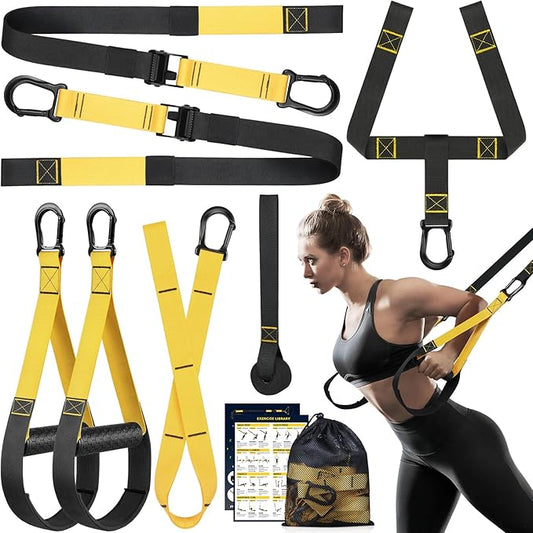 Home Resistance Training Kit, Resistance Trainer Exercise Straps with Handles, Door Anchor and Carrying Bag for Home Gym, Bodyweight Resistance Workout Straps for Full-Body Workout