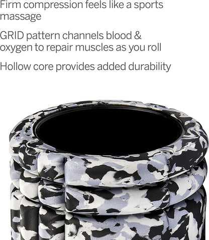 TRIGGERPOINT Grid Foam Roller - Multi-Density Exterior, Rigid Core - Trusted by Therapists and Athletes - Standard Density, Includes Online Instructional Videos, 33cm, Grey Camo