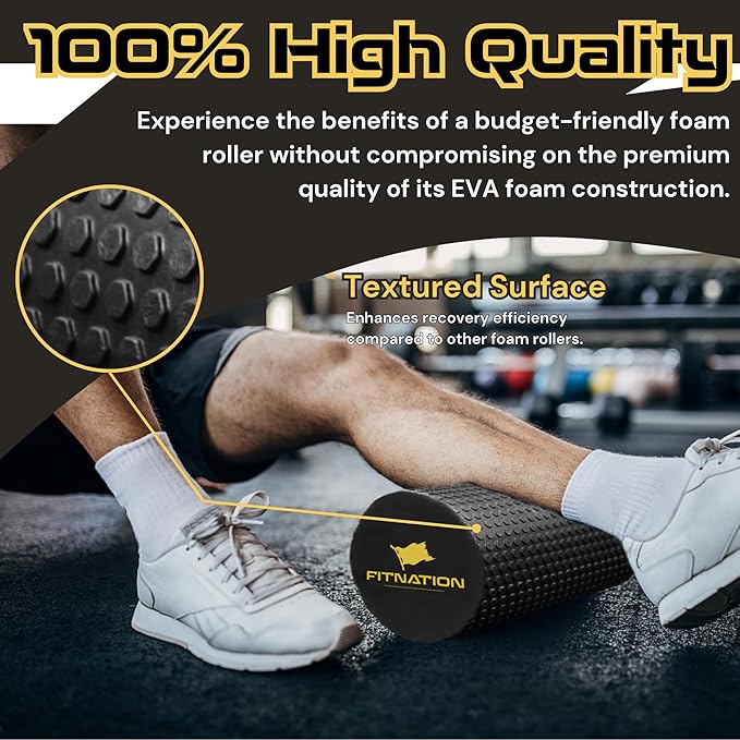 High-Density Foam Roller – Deep Tissue Muscle Massage for Recovery – 24" Textured Roller for Pilates, Yoga & Therapy – Lightweight, Durable for Stretching, Pain Relief – Large (60 x 15 cm)