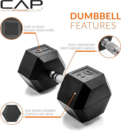 CAP Barbell Coated Hex Dumbbell Weight