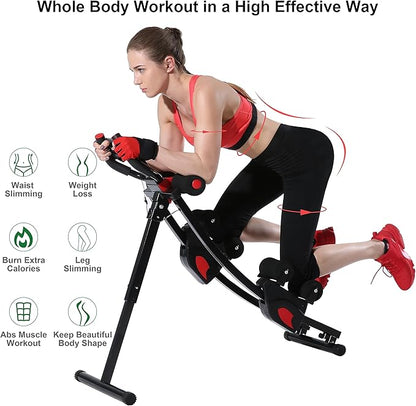 KESHWELL Ab Workout Equipment,Ab Machine Whole Body Workout for Home Gym,Foldable Abdominal Exercise Fitness Equipment for Women&Men,Adjustable Body Shaping Waist Trainer with Resistance Bands