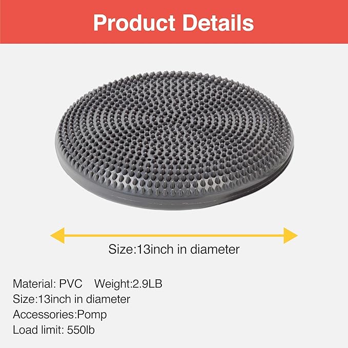 Primasole Balance disc 1 PC Comes with an air Pump Exercise Disk for Stability Workout