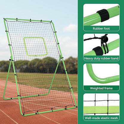 Volleyball Rebounder Net 4x7ft Volleyball Training Equipment Bounce Back Net with 5 Rebound Angles Neon Target and Bungee Cords for Multi Sports Rebounder Training Volleyball Practice Net