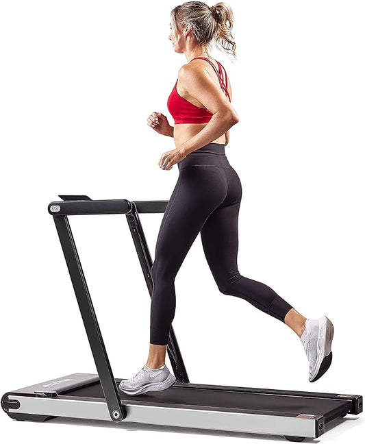 Sunny Health & Fitness ASUNA Slim Flat Folding Treadmill, Motorized with Low Profile, Speakers & Space Saving - 8730