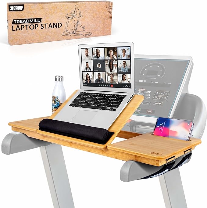 Treadmill Desk Attachment - Desk for Treadmill with Comfortable Wrist Rest Stable Straps Cup Holder Anti-Slip Pads Walking Desk Treadmill and Phone Slot