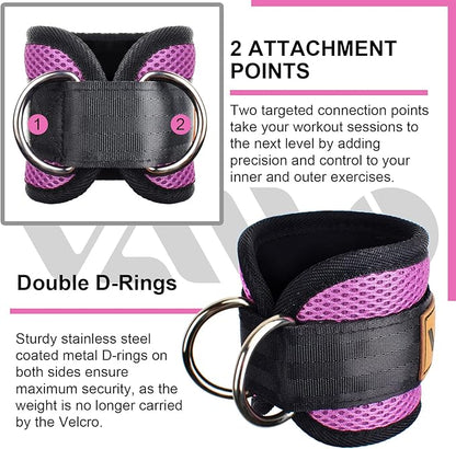 Ankle Straps for Cable Machines,Adjustable Comfort fit Neoprene, Reinforce Double D-Ring - Premium Ankle Cuffs to Improve Abdominal Muscles, Lift The Butts, Tone The Legs for Men & Women