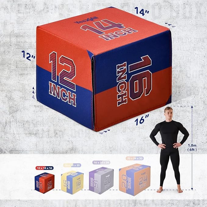 Yes4All 3-in-1 Soft-Padded Plyo Box With Wooden Core, Non-Slip Multi-Use Cushioned Plyometric Jump Box for Jumping, Conditioning, Strength Training