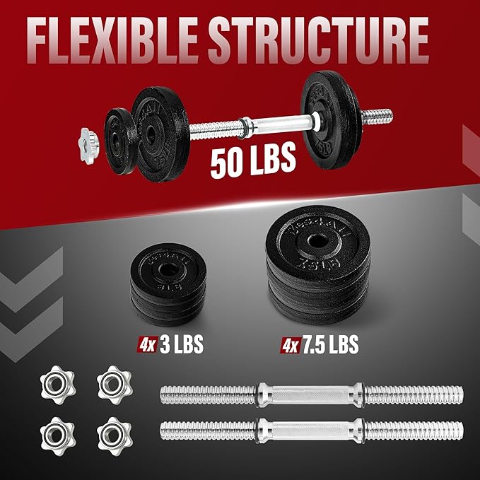 Yes4All Adjustable Dumbbell Set with Weight Plates, Star Lock Collars/Connector, 40lbs to 200lbs Adjustable Weight Plates Set