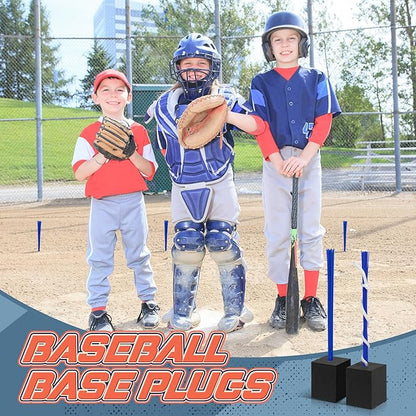 Shappy 24 Pieces Base Plug Baseball Base Plugs Anchor with Wooden Handle Garden Shovel Baseball Field Maintenance Equipment for Baseball Field Drill Softball Bases Accessories