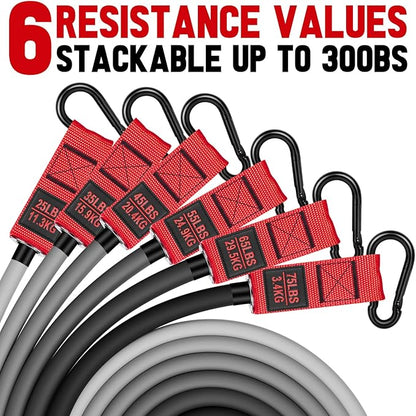 Heavy Exercise Bands Resistance Bands Set for Working Out, 300lbs Fitness Workout Bands with Handles, Door Anchor, Leg Ankle Straps, Home Gym Workout Equipment for Men Strength Training Stretching