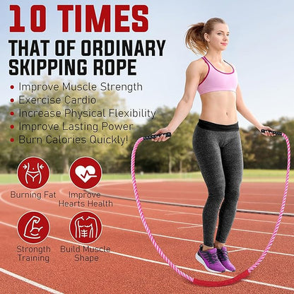 Jump Rope, 3lb 4lb 5lb Weighted Jump Rope for Fitness, 9.8ft Heavy Exercise Jumping Ropes, Adult Skipping Rope for Men Women Improve Strength,Building Muscle,Boxing,Home Workout Equipment,Gym Gift