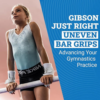 Gibson Just Right Uneven Bar Gymnastics Grips for Girls - Durable Leather Hand Grips for Gymnastics Bars Kids - Gymnastics Equipment & Accessories, Made in USA