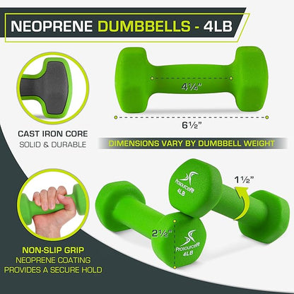 ProsourceFit Neoprene Dumbbell Coated for Non-Slip Grip 4 lb