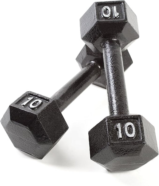 CAP Barbell Black Cast Iron Hex Dumbbell | 5-120 LBs | Single or Pair