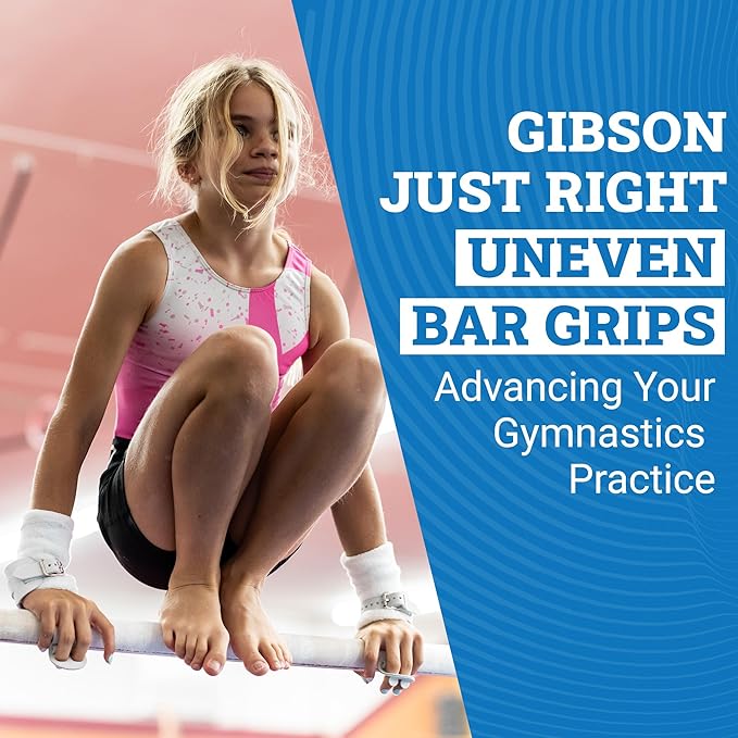 Gibson Just Right Uneven Bar Gymnastics Grips for Girls - Durable Leather Hand Grips for Gymnastics Bars Kids - Gymnastics Equipment & Accessories, Made in USA