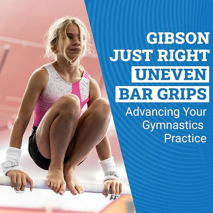 Gibson Just Right Uneven Bar Gymnastics Grips for Girls - Durable Leather Hand Grips for Gymnastics Bars Kids - Gymnastics Equipment & Accessories, Made in USA