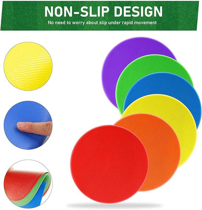 60 Pcs Poly Spot Markers Non-Slip Rubber Floor Dots for Gym, Flat Cones Agility Markers Poly Dots for Gym Floor Spot Markers for Sports Soccer Basketball Speed Agility Training Dance Classroom