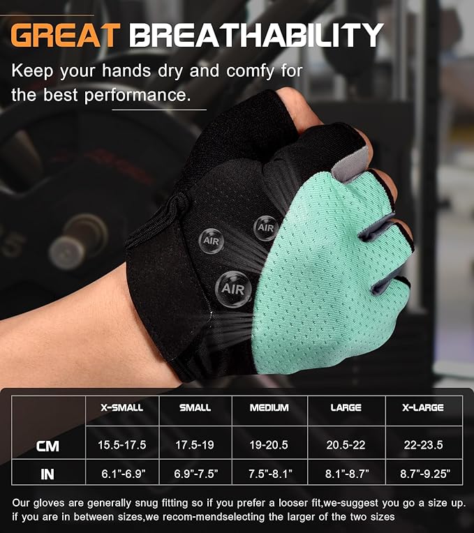 sunnex Gym Gloves, Workout Gloves, Fingerless Gloves for Weightlifting, Lightweight Breathable Fitness Gloves, Sports Gloves for Training Lifting Weight Cycling Climbing Rowing