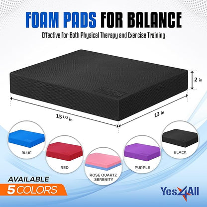 Yes4All Upgraded Size Foam Pad for Exercise, Nonslip Foam Balance Pad Physical Therapy, Yoga & Stability Training Balance Mat