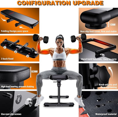 Weight Bench Folding Workout Bench with Carrying Handle Flat Home Training Multiuse Fitness Bench