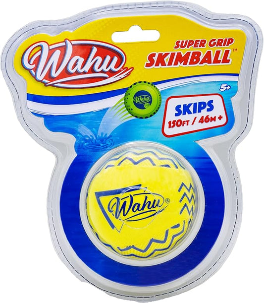 Wahu Super Grip 100% Waterproof Skimball Pool Toy, Water Skipping Ball for Pool and Beach, Skips Over 150' on Water, Yellow