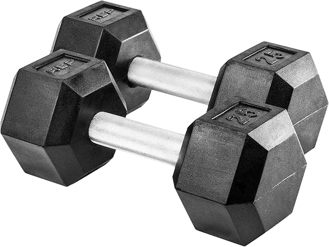 Rep Fitness Rubber Hex Dumbbell(s) - Singles (55LB +) and Pairs (5LB - 50LB) - Low Odor, Fully Knurled Handle