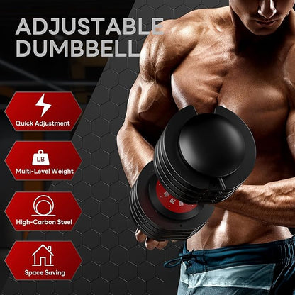 SogesPower 25LB/55LB 5 in 1 Adjustable Dumbbells Set 5LB to 25LB, Or 10LB to 55LB Adjustable