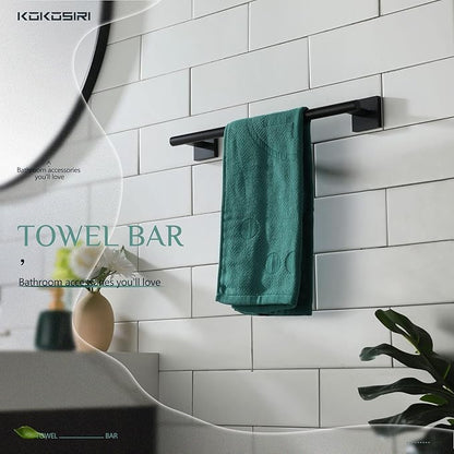 KOKOSIRI Bathroom Towel Bars 16 Inch Towel Rail Matte Black 40CM Hand Towel Holder for Bath Kitchen Wall, 2 Pack Stainless Steel B4005BK-L16-P2