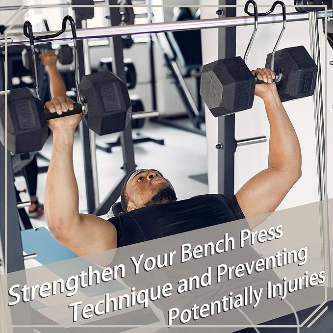 Dumbbell Spotter Hooks for Bench Press: Power Rack Attachments Dumbbells Rack for Chest Workout Connect to Barbell