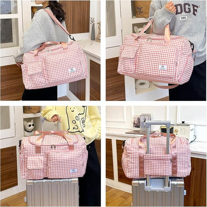 Small Gym Bag for Women, Travel Duffle Bag Carry On Weekender Bag with Shoe Compartment