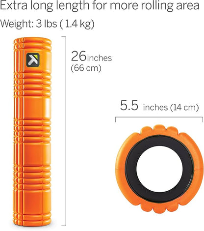 TRIGGERPOINT PERFORMANCE THERAPY GRID Patented Multi-Density Foam Massage Roller Exercise Deep Tissue Muscle Recovery - Relieves Muscle Pain & Tightness, Improves Mobility & Circulation (26"), Orange