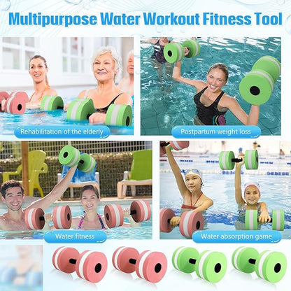 4 Pcs Water Weights Aquatic Exercise Dumbbells for Pool Water Dumbbell Set EVA Foam Pool Weights Dumbbells Resistance Water Aerobics Weight Fitness Barbells Equipment