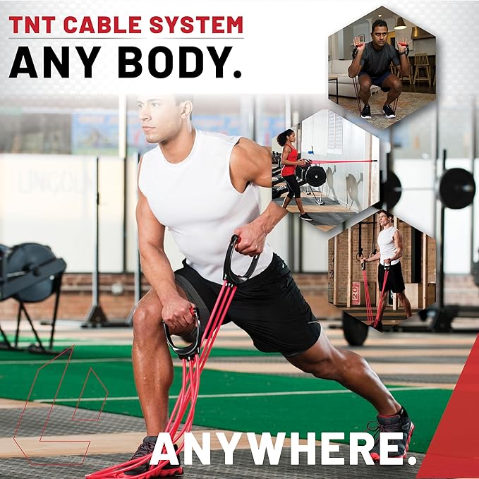 Lifeline TNT Resistance Cable System Workout Bands 120 lbs Fully Adjustable with Handles and Door Anchor Pink