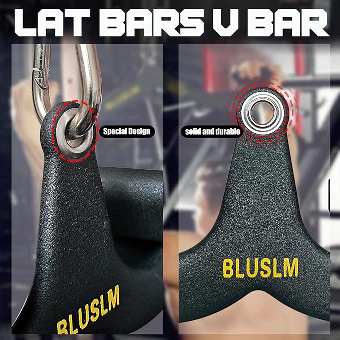 LAT Pull Down Bar for Cable Machine, LAT Pulldown Attachments T Bar V Bar Cable Attachment, Back Tricep Bar Strength Training Handle