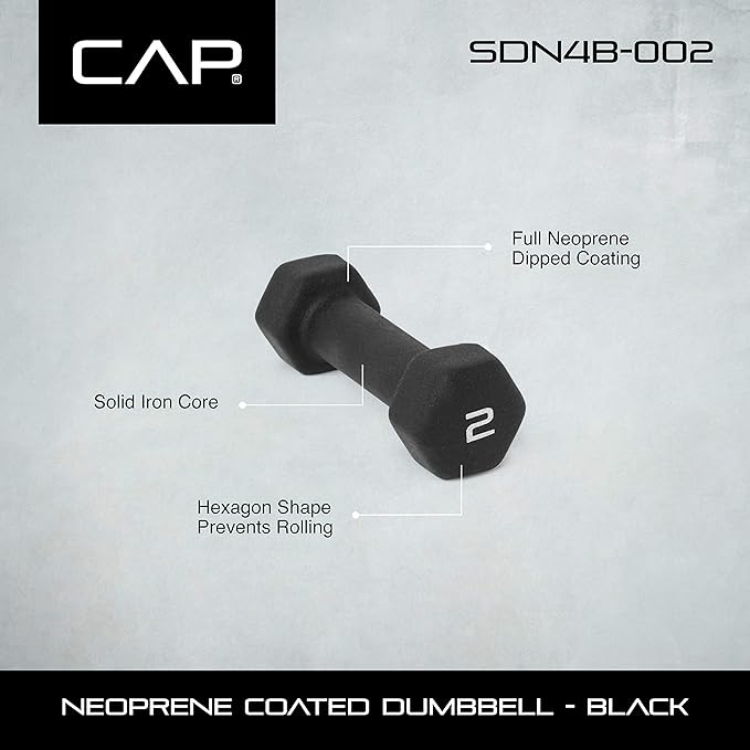 CAP Barbell Black Neoprene Coated Dumbbell Weights | Single