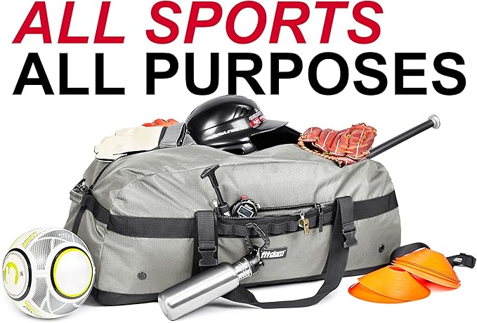 Fitdom Heavy Duty Extra Large Sports Gym Equipment Travel Duffel Bag W/Adjustable Shoulder & Compression Straps. Perfect for Team Coaches & Best for Soccer Baseball Basketball Hockey Football & More