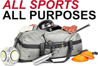 Fitdom Heavy Duty Extra Large Sports Gym Equipment Travel Duffel Bag W/Adjustable Shoulder & Compression Straps. Perfect for Team Coaches & Best for Soccer Baseball Basketball Hockey Football & More